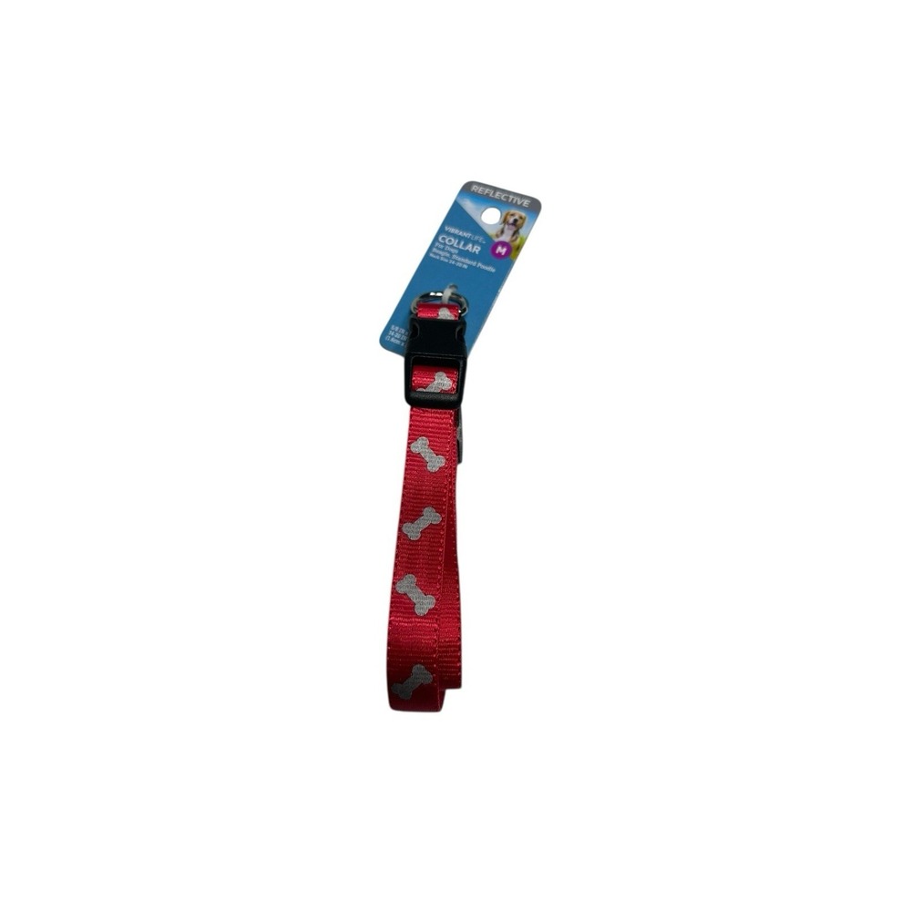 VIBRANT LIFE dog collar SIZE MEDIUM neck size‎ 14-20 in 20-50 lb reflective